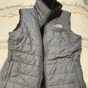 Reversible grey/black North Face vest